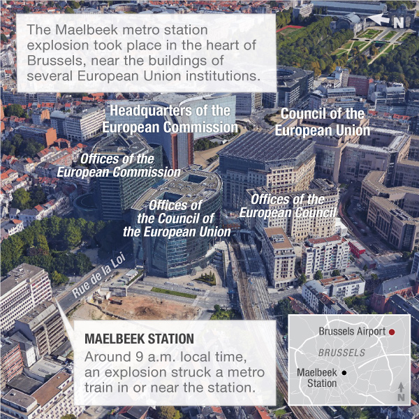 Map of Maelbeek station area