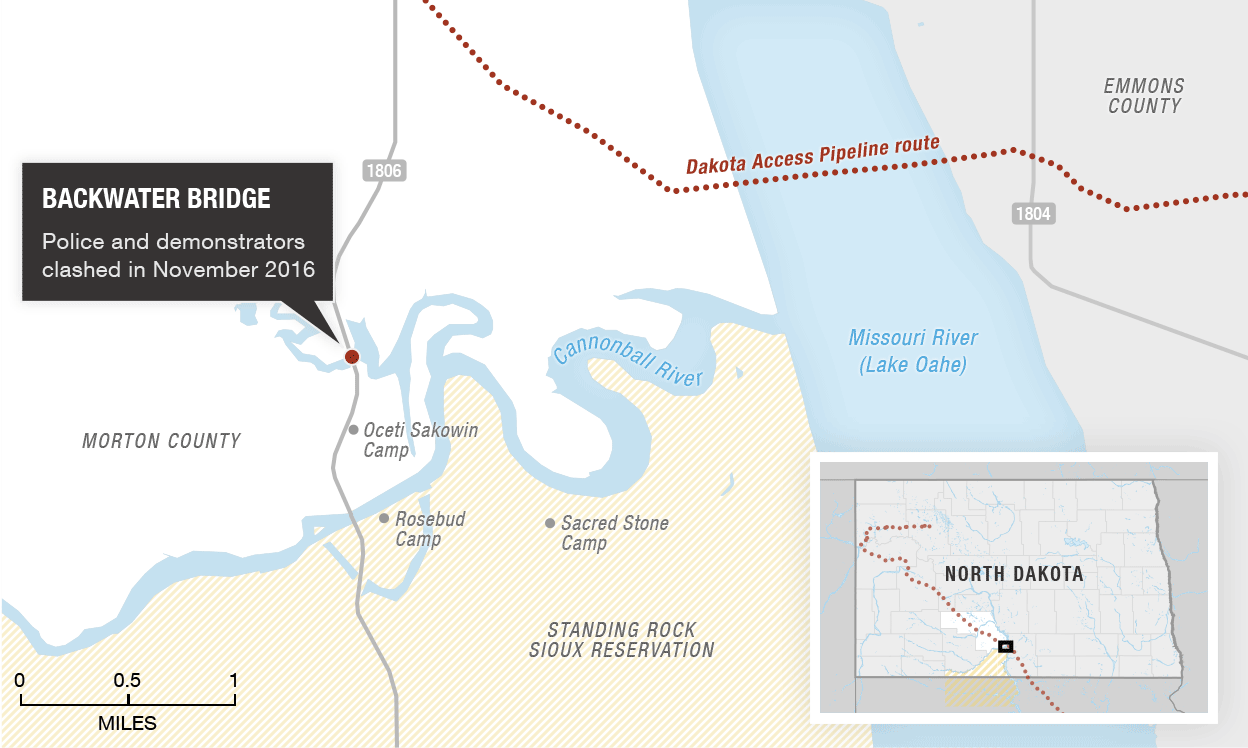 Map of Dakota Access Pipeline and Standing Rock Sioux Reservation