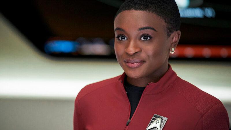 Cadet Uhura (Celia Rose Gooding) is assigned to the Enterprise on <em>Star Trek: Strange New Worlds.</em>