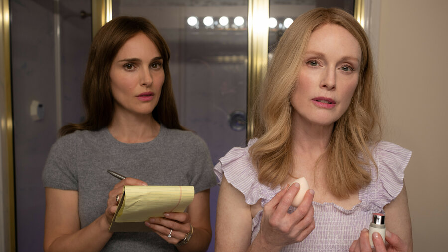 Natalie Portman and Julianne Moore in <em>May December</em>