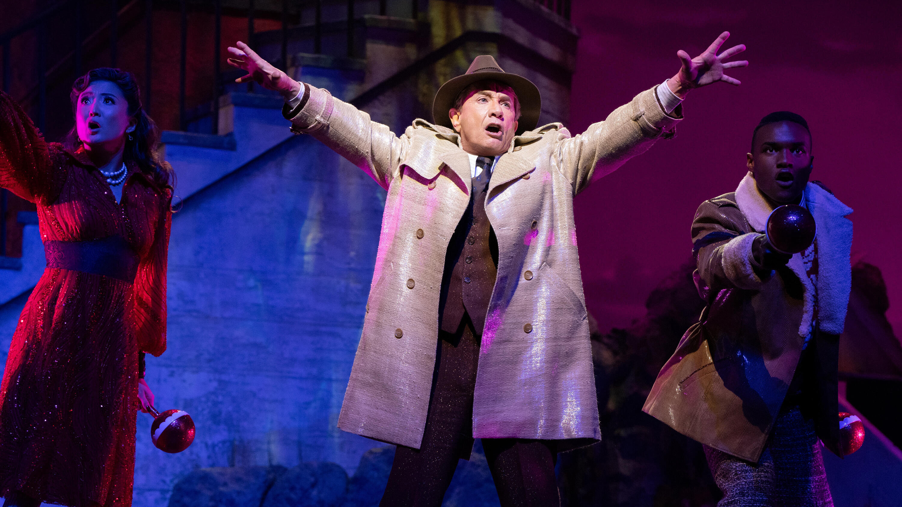 Ashley Park, Martin Short and Gerald Caesar in <em>Only Murders in the Building</em>