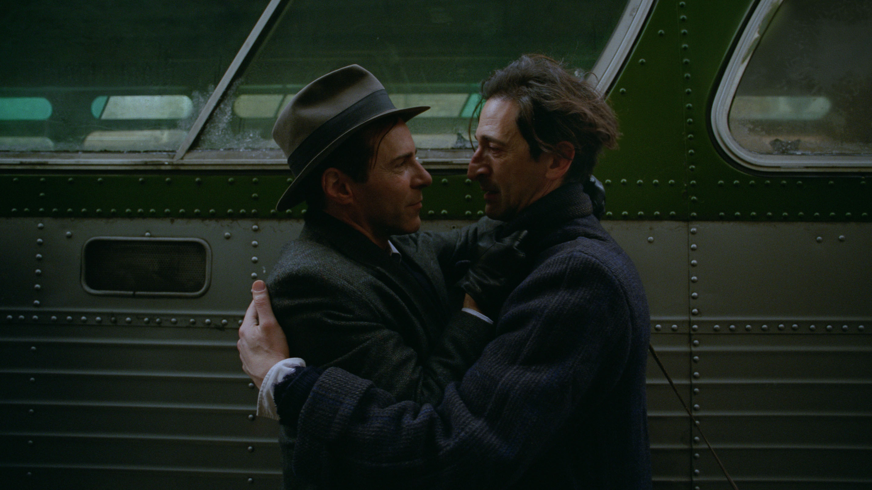 Alessandro Nivola and Adrien Brody in <em>The Brutalist.</em>