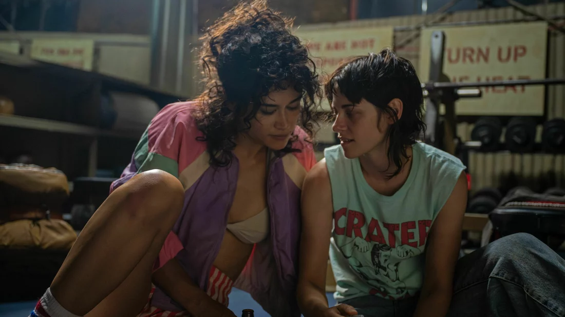 Katy O'Brian and Kristen Stewart in <em>Love Lies Bleeding.</em>