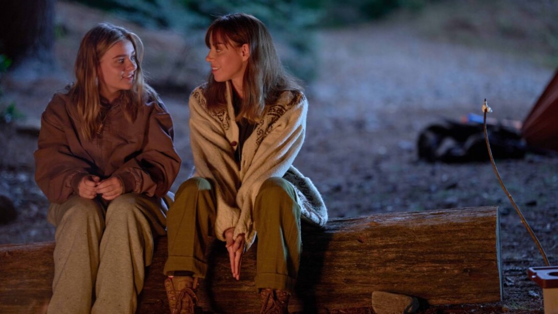 Maisy Stella and Aubrey Plaza in </em>My Old Ass.</em>