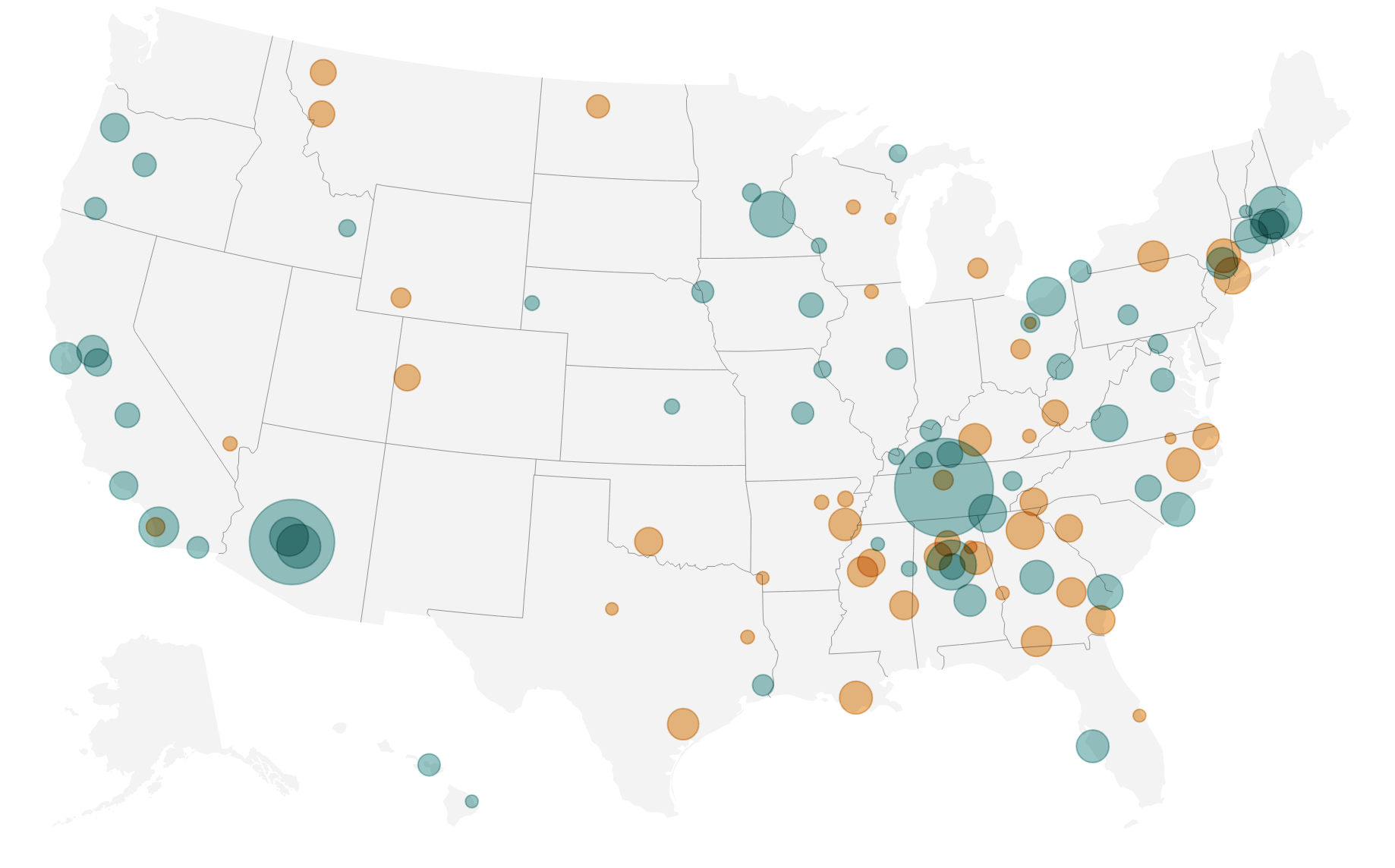 U.S. map showing IRS and Social Security lease terminations