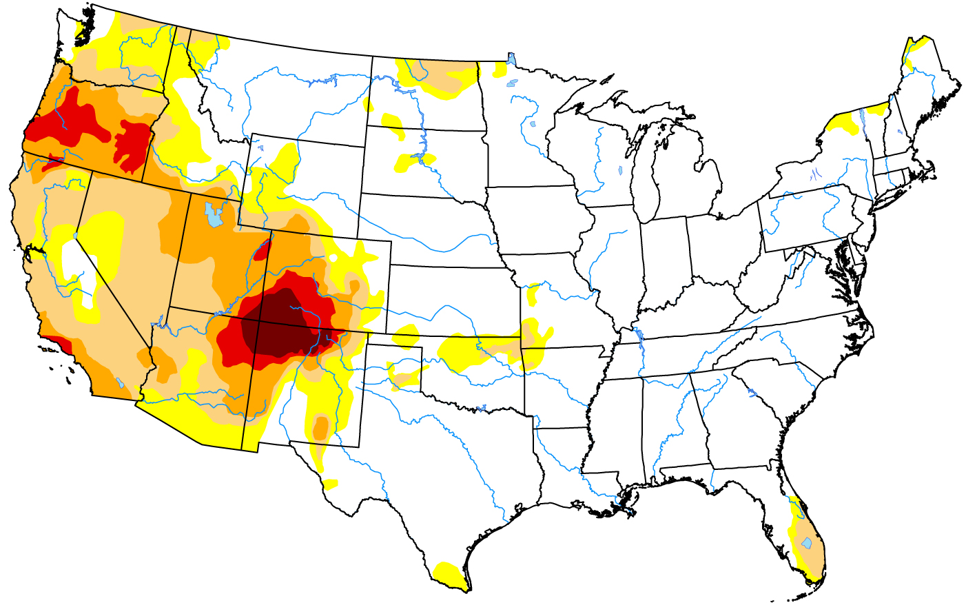 Map monitoring drought conditions across the continental U.S.