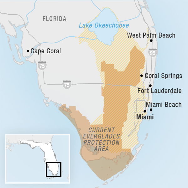 Map of current Everglades Protection Area