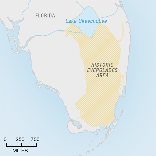 Map of historic Everglades boundary, 1850