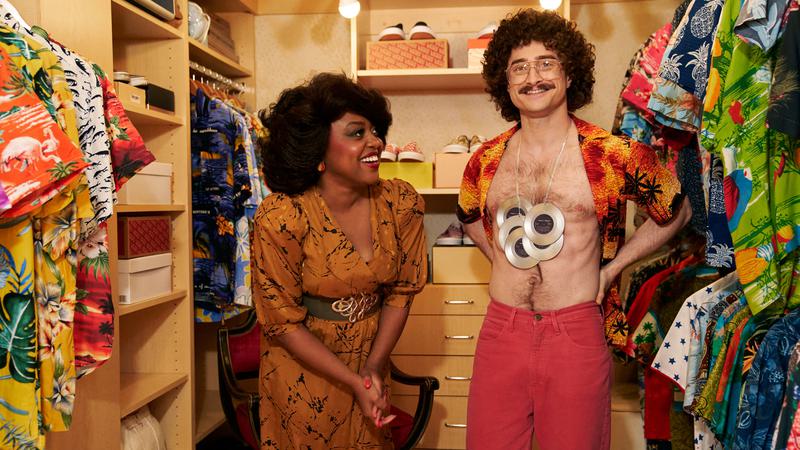 Quinta Bruson as Oprah Winfrey and Daniel Radcliffe as “Weird Al” Yankovic in <em>Weird</em>
