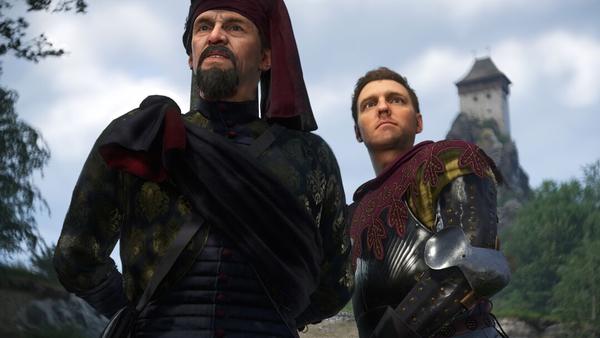 A supporting character stands to the left of Kingdom Come Deliverance 2's protagonist.