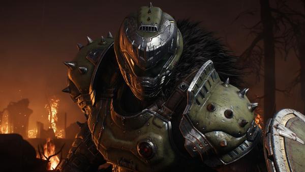 The Doom Slayer in all his gothic glory.
