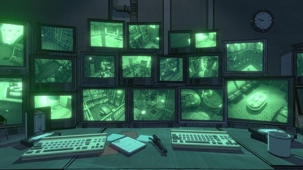 The security room in Blue Prince and the camera feeds it displays to many of the manor's more mysterious rooms.