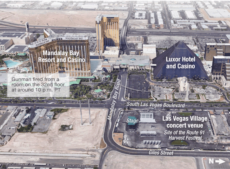 Map of Las Vegas shooting