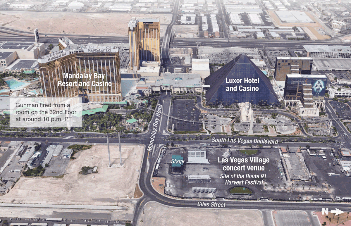 Map of Las Vegas shooting