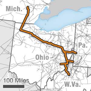 Map showing the Rover route