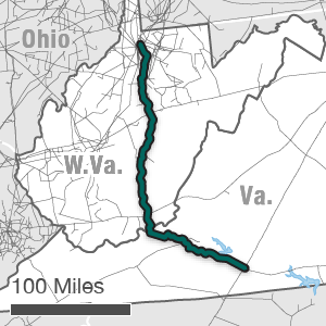 Map showing the Mountain Valley route
