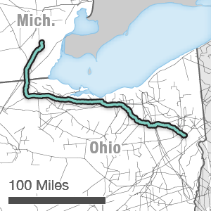 Map showing the Nexus route