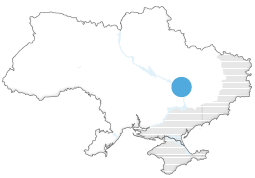 Map showing the location of Dnipro within Ukraine