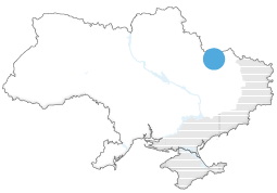 Map showing the location of Kharkiv within Ukraine