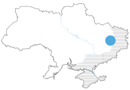Map showing the location of Kramatorsk within Ukraine