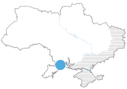 Map showing the location of Odesa within Ukraine