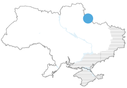 Map showing the location of Sumy within Ukraine