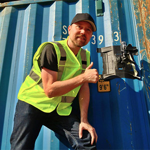 Eric Helton attached a GoPro video camera to the shipping container with our women's tees
